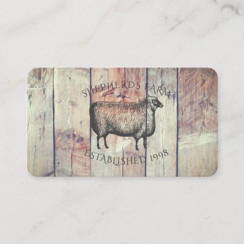 Rustic Vintage Sheep  Barn Wood Custom Farm Logo Business Card