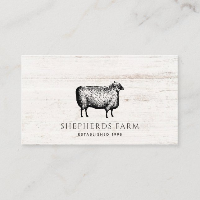 Rustic Vintage Sheep Barn Wood Farm Business Card (Front)