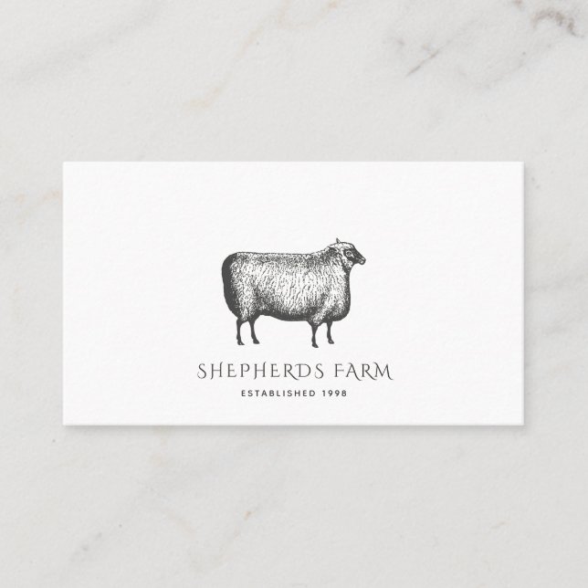 Rustic Vintage Sheep Farm Business Card (Front)