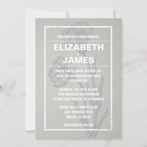 Rustic Vintage Silver Wedding Invitations