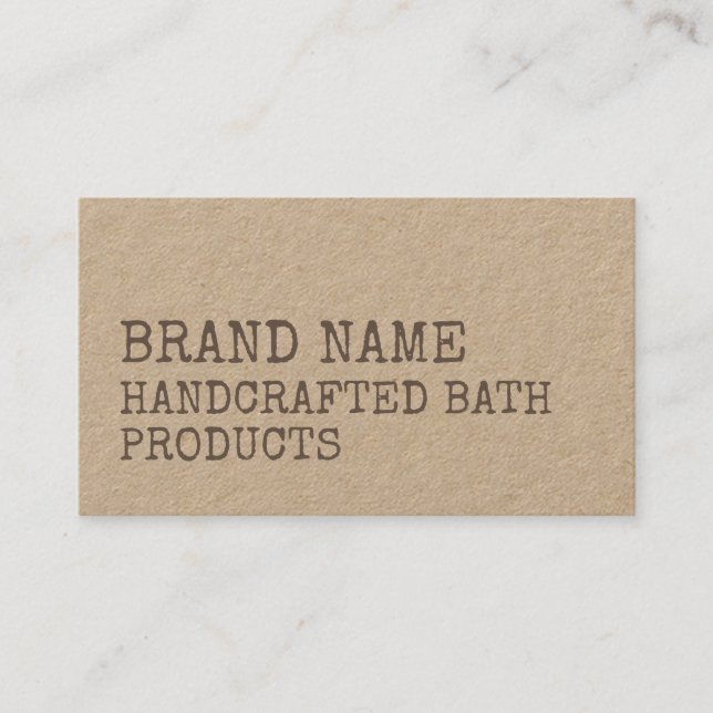 Rustic Vintage Simple Homemade Handmade Kraft Business Card (Front)