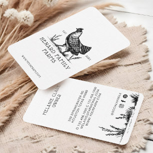 Rustic Vintage Sketch Farm Hen White Vertical Business Card