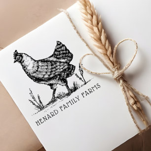Rustic Vintage Sketch Style Farm Hen/Rooster Self-inking Stamp