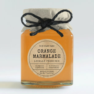 Rustic Vintage Small Preserve Jam Jar Lid Label