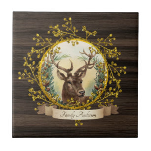 Rustic Vintage Stag Decoration Personalized Ceramic Tile