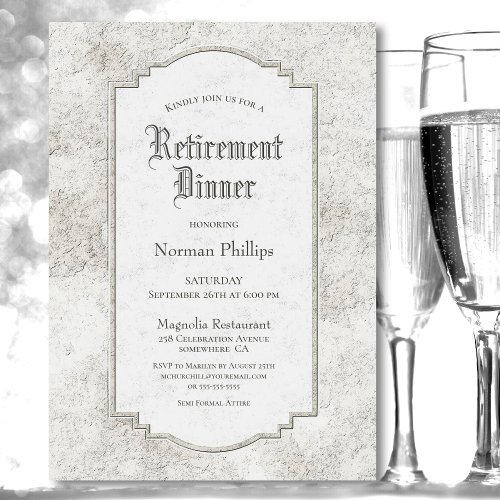 Rustic Vintage Stone Retirement Dinner Invitation