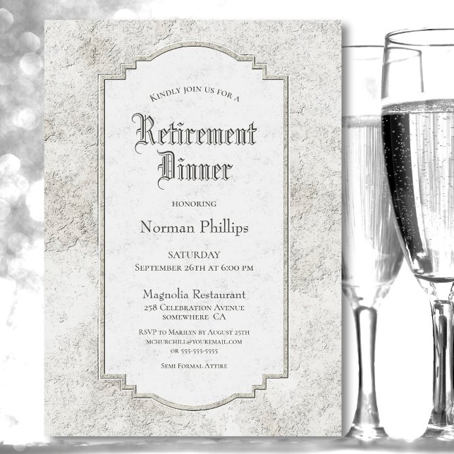 Rustic Vintage Stone Retirement Dinner Invitation (Creator Uploaded)