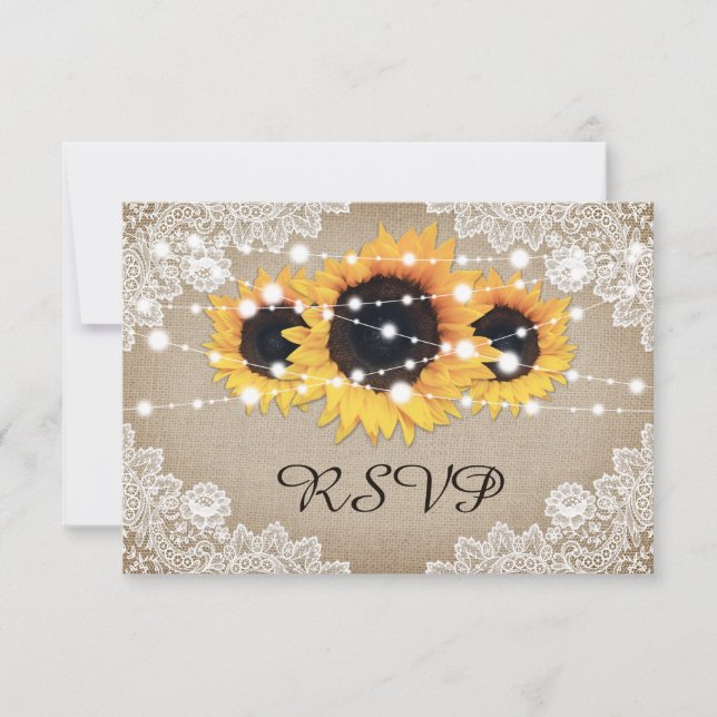 Rustic Vintage Sunflower Wedding RSVP Cards Meal (Front)