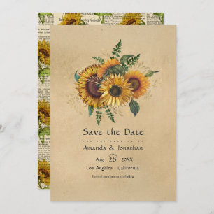 Rustic Vintage Sunflowers Wedding Save The Date