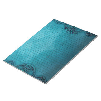Rustic Vintage Teal Blue Lined Grunge Stationery Notepad