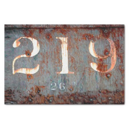 Rustic Vintage Teal Rust Texture Train Numbers Tissue Paper