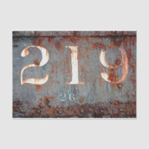 Rustic Vintage Teal Rust Texture Train Numbers Tissue Paper