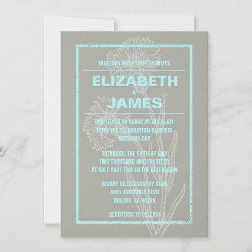 Rustic Vintage Teal Wedding Invitations
