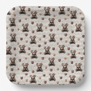 Rustic Vintage Teddy Bear Paper Plates