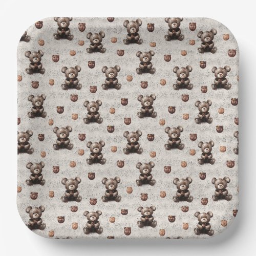 Rustic Vintage Teddy Bear Paper Plates
