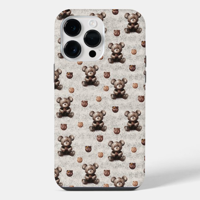 Rustic Vintage Teddy Bear Speckled Stone Iphone Case (Back)