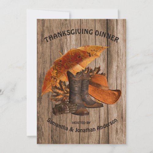 Rustic Vintage Thanksgiving Dinner Invitation