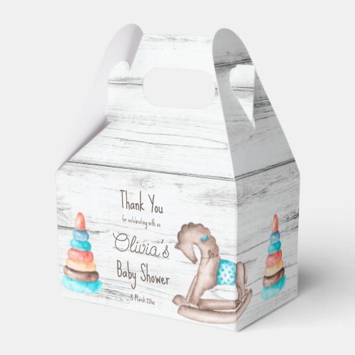 Rustic vintage toys white wood baby shower  favor boxes