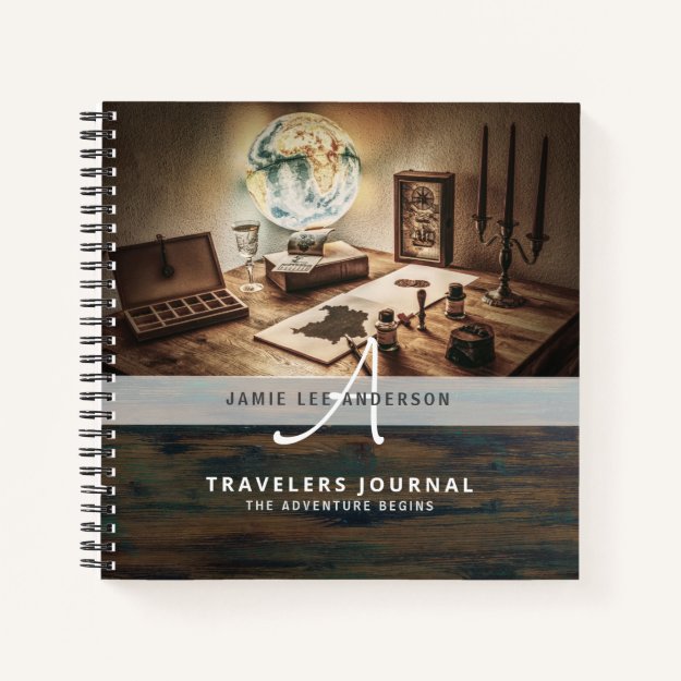 Rustic Vintage Travel Journal Wolrd Globe Custom