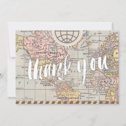 Rustic vintage travel Wedding Thank You Card