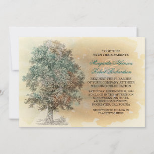 rustic vintage tree wedding invitations