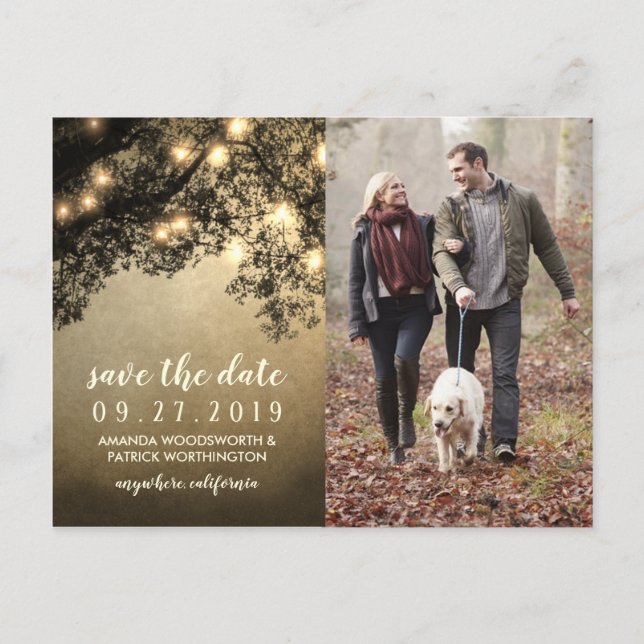 Rustic Vintage Tree Wedding Save the Date Cards (Front)