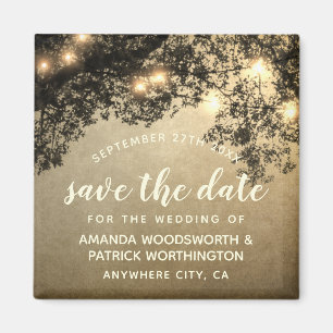 Rustic Vintage Tree Wedding Save the Date Magnets