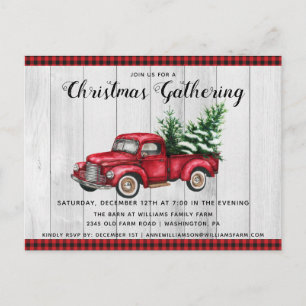 Rustic Vintage Truck Christmas Party Invitation Postcard