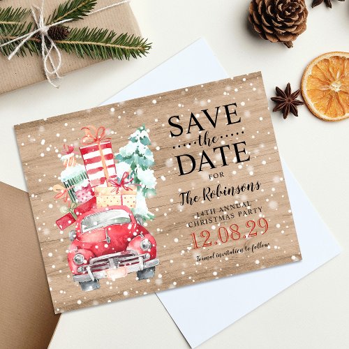Rustic Vintage Truck Christmas Save the Date Announcement Postcard