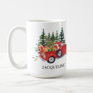 Rustic Vintage Truck Tree Snow Christmas Name