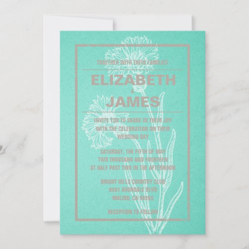 Rustic Vintage Turquoise Wedding Invitations