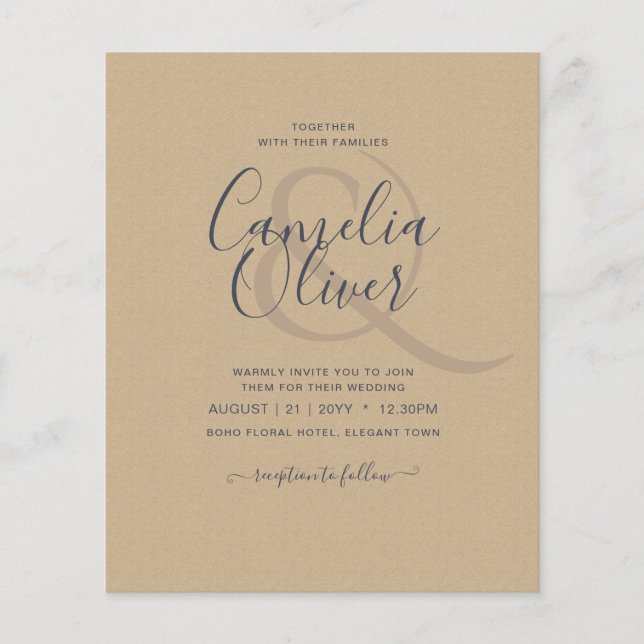 Rustic Vintage Typography Budget Wedding Flyer (Front)
