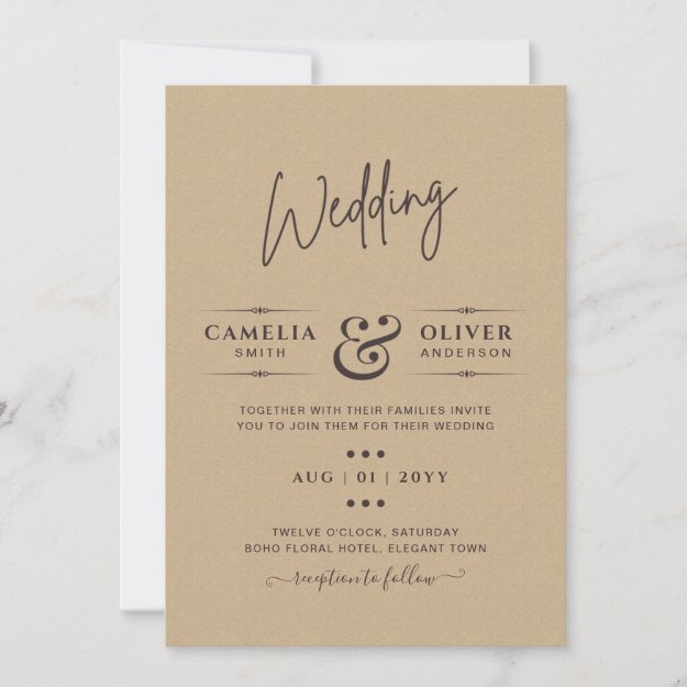 Rustic Vintage Typography Budget Wedding Invitation