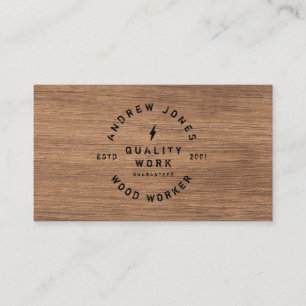 Rustic vintage typography dark wood modern minimal business card