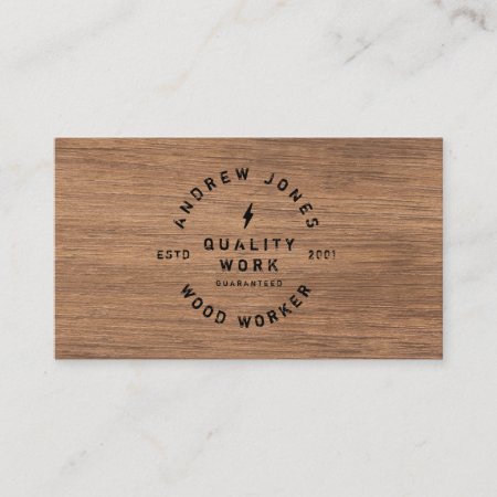 Rustic Vintage Typography Dark Wood Modern Minimal Business Card