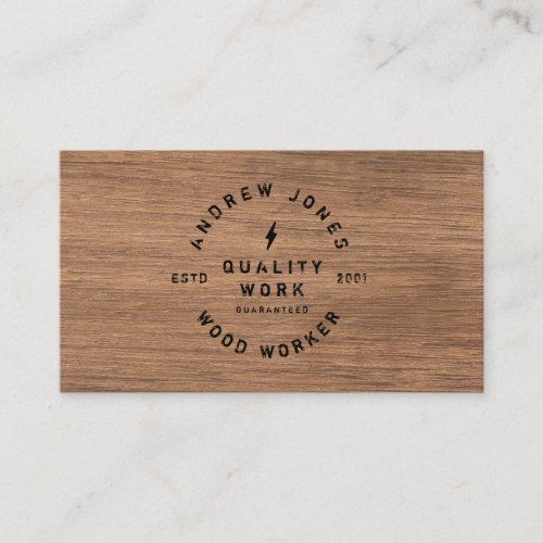Rustic vintage typography dark wood modern minimal business card