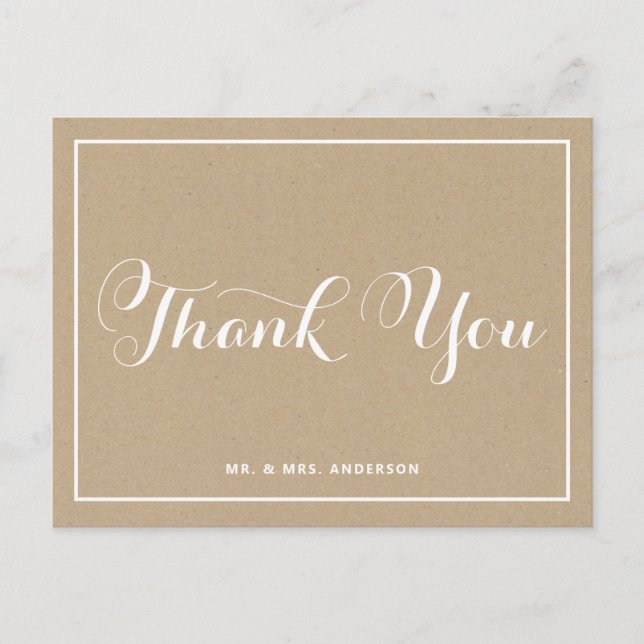 Rustic Vintage Typography Thank You Postcard (Front)