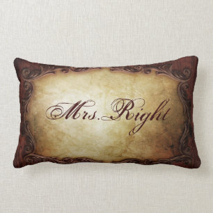rustic vintage typography western country wedding lumbar pillow