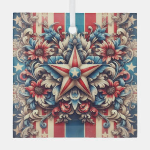 rustic/vintage USA/patriotic Glass Ornament