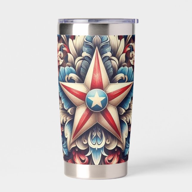 rustic/vintage USA/patriotic Insulated Tumbler (Left)