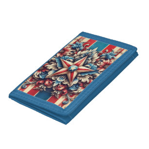 rustic/vintage USA/patriotic Tri-fold Wallet