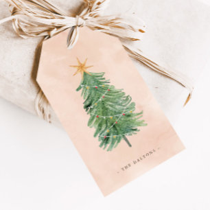 Rustic Vintage Watercolor Christmas Holiday Gift Tags