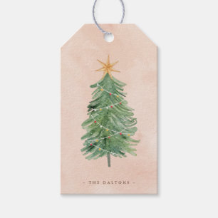 Rustic Vintage Watercolor Christmas Holiday Gift Tags