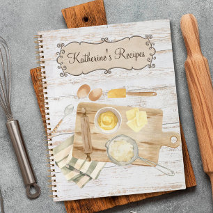 Rustic Vintage Watercolor Country Baking Recipe Notebook