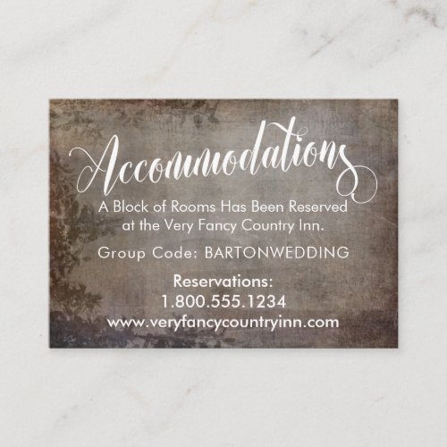 Rustic Vintage Wedding Accommodations Insert Cards
