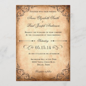 Rustic Vintage Wedding Invitation by rusticwedding at Zazzle