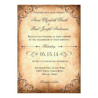Rustic vintage wedding invitation