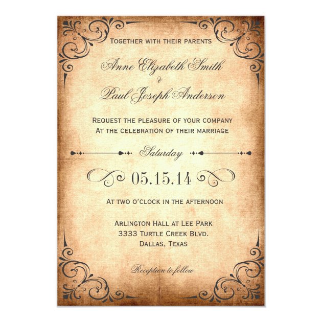 Rustic Vintage Wedding Invitation