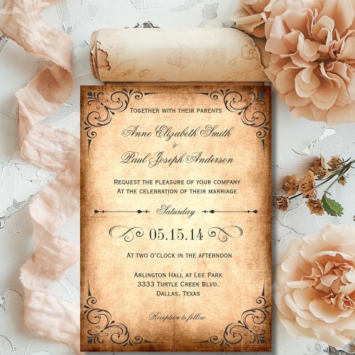 Rustic vintage wedding invitation 5" x 7" invitation card