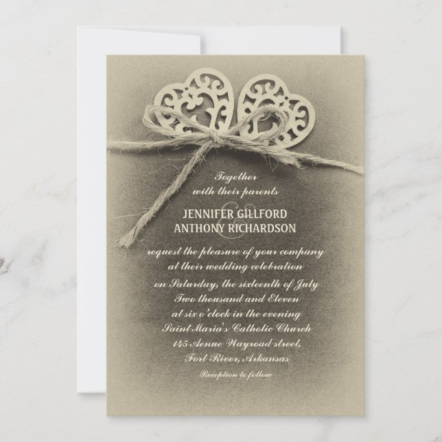 rustic vintage wedding invitation (Front)